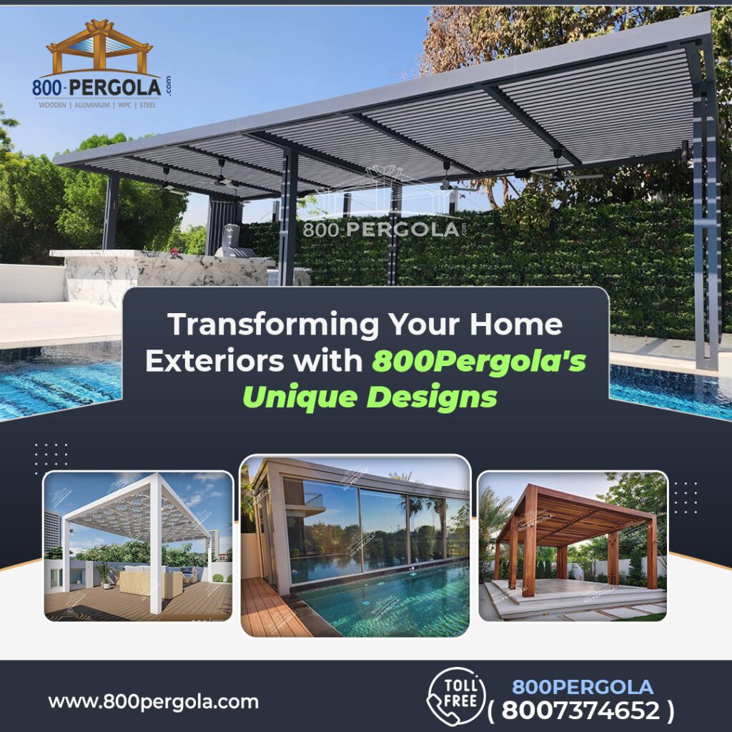 Elevate your home's exterior with 800Pergola's unique designs. From wooden warmth to modern aluminium, discover timeless elegance & distinction.